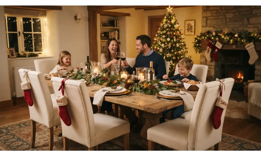 Small Christmas Stockings on Chairs