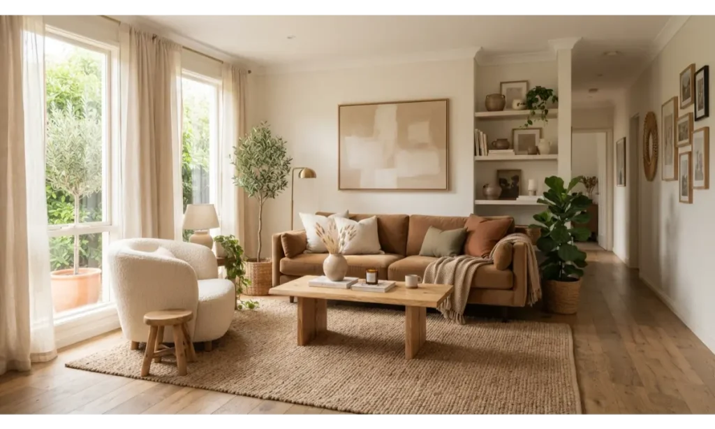 Soft Caramel Brown Living Room