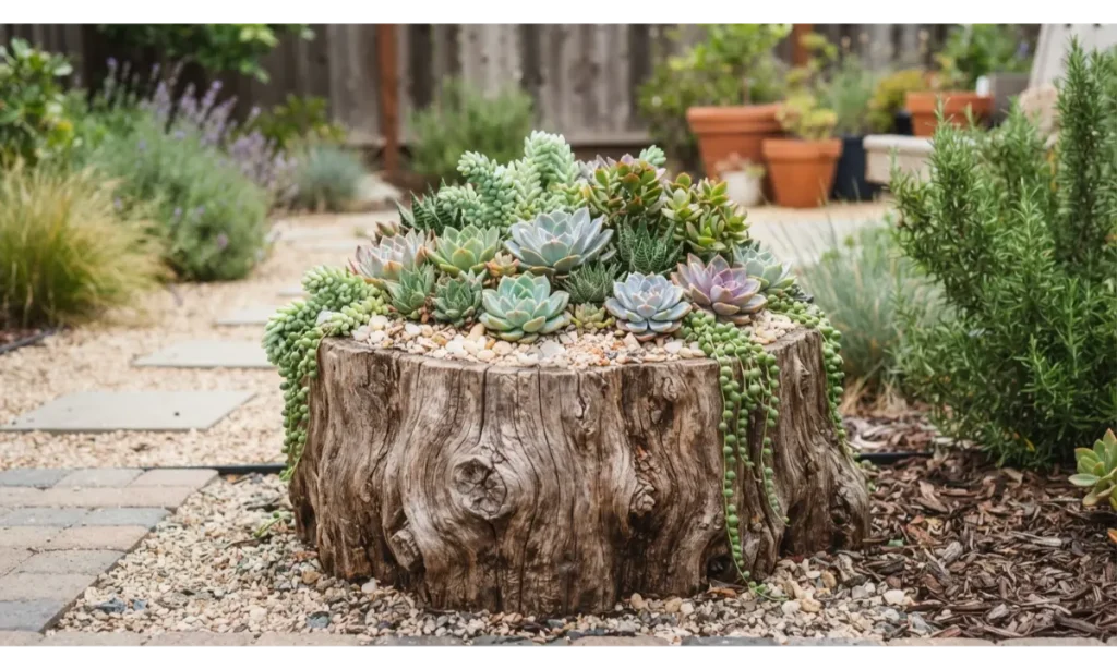 Succulent Stump Garden