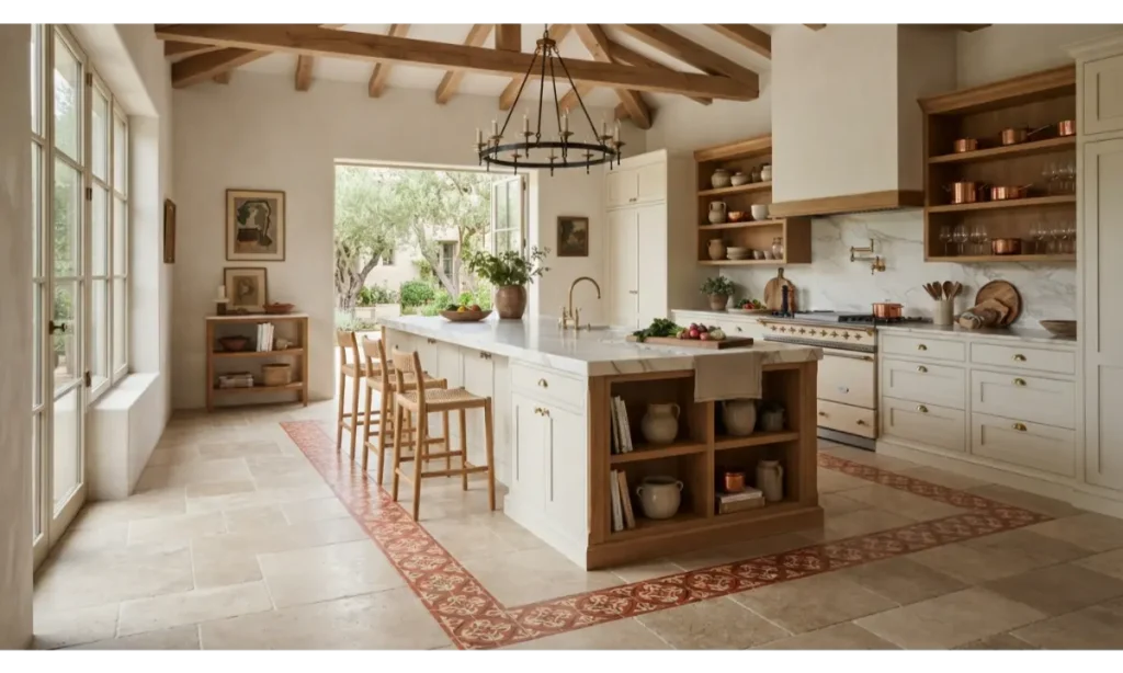 Terracotta Tile Border Around a Kitchen Island