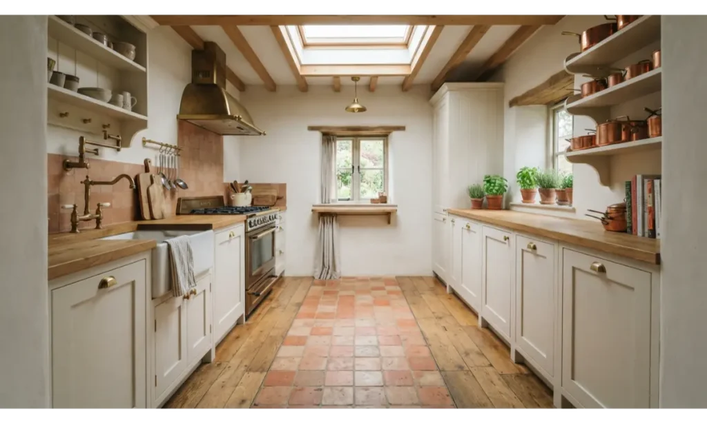 Terracotta Tile Runner Effect in a Galley Kitchen