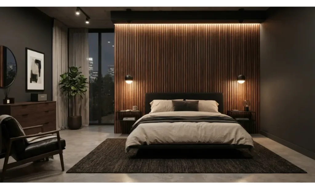 Textured Wood Slat Accent Wall