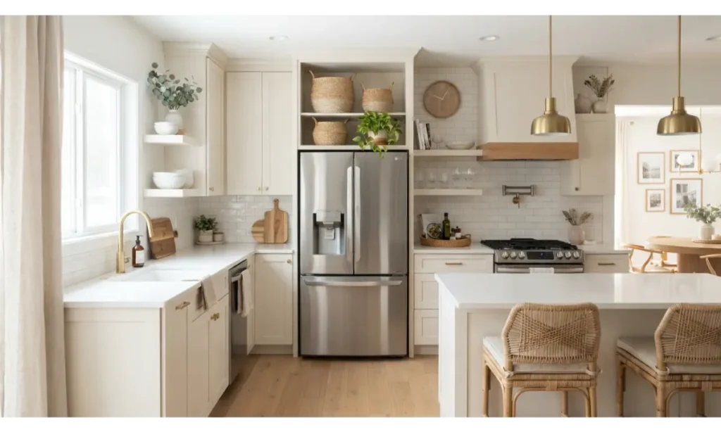 Top Of Fridge Decor Ideas With Woven Baskets