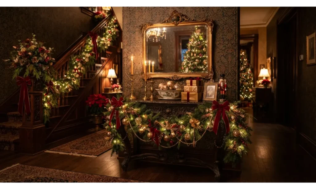 Victorian-Inspired Christmas Entryway