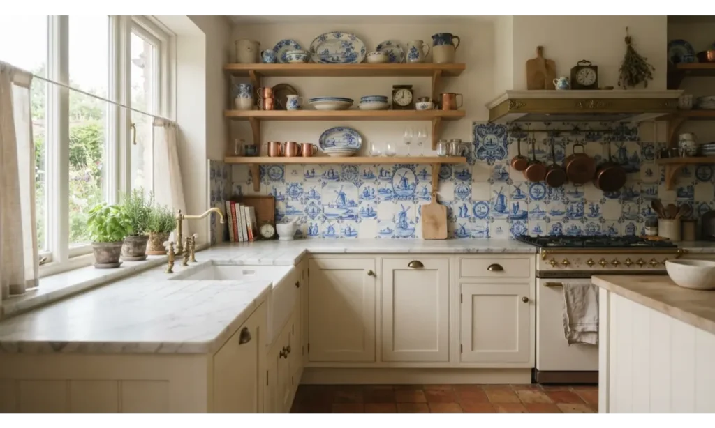 Vintage Blue and White Delft Style Tile