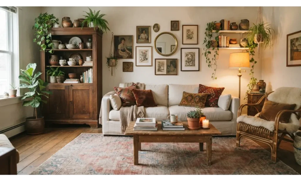 Vintage Boho Living Room With Collected Pieces