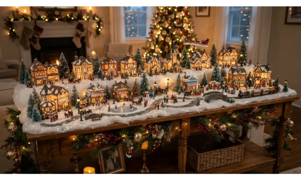 Vintage Christmas Village Scene