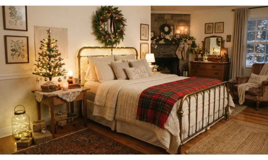 Vintage-Inspired Bedroom Christmas Decor