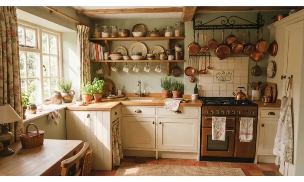 Vintage Kitchen With Open Shelving