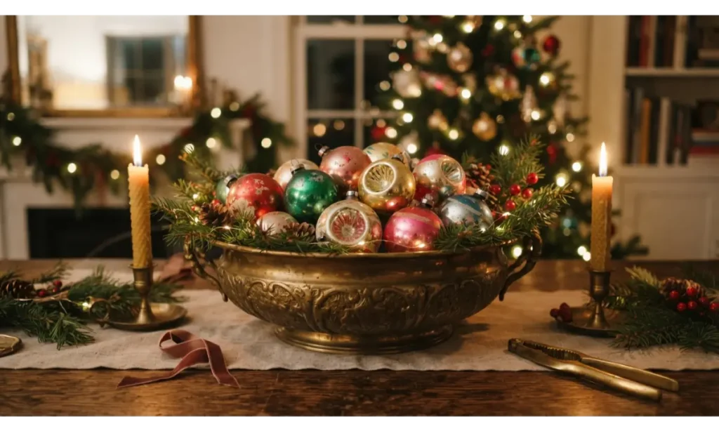 Vintage Ornament Bowl Centerpiece