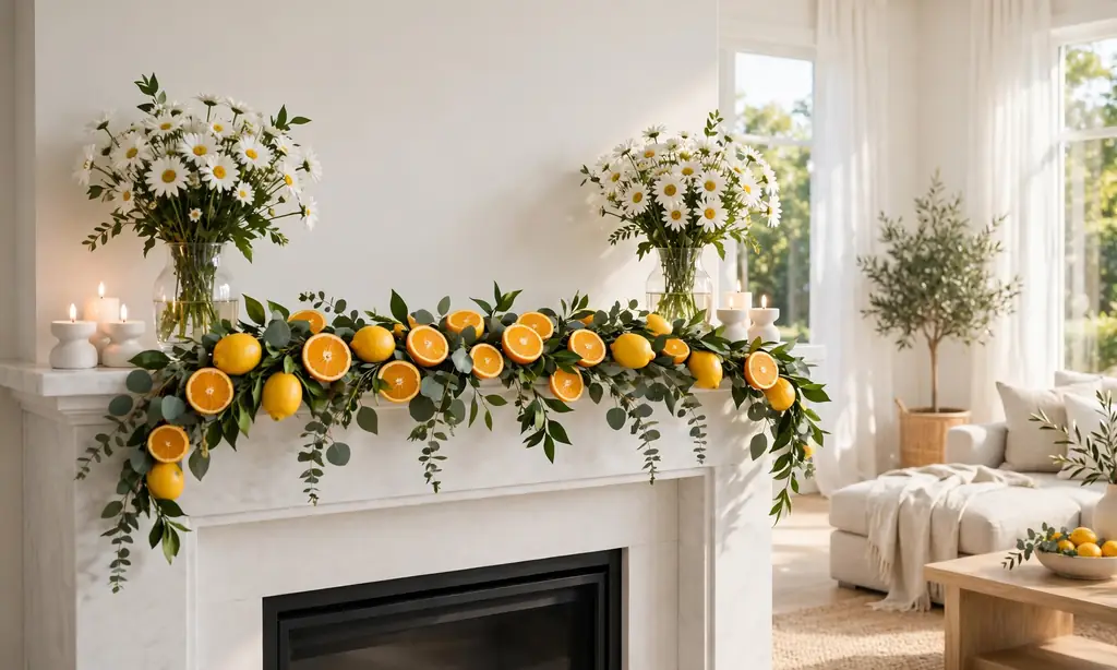 Fresh Citrus Garland Mantel