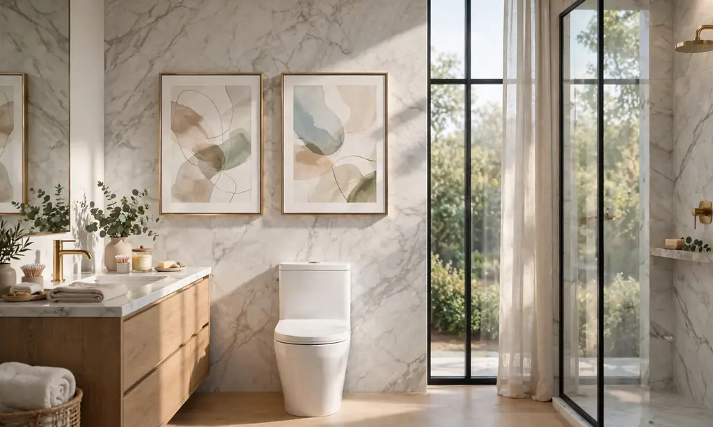 Framed Art Prints Above the Toilet