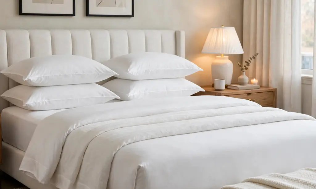 Crisp Hotel-Style White Bedding Layers