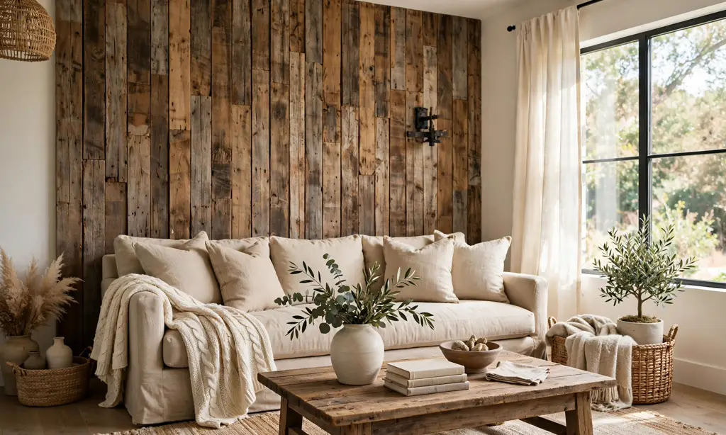 Reclaimed Wood Plank Accent Wall