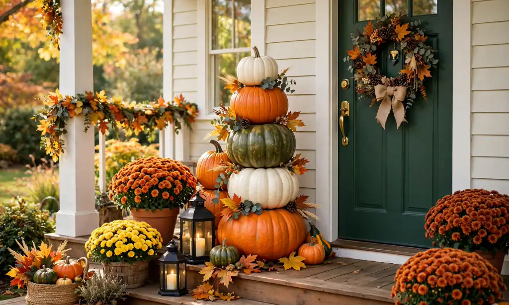Pumpkin Stack by the Front Door