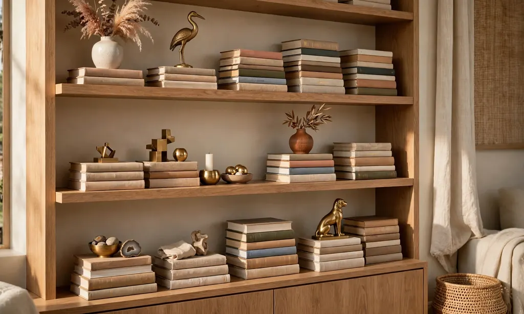 Stacked Books with Decorative Objects