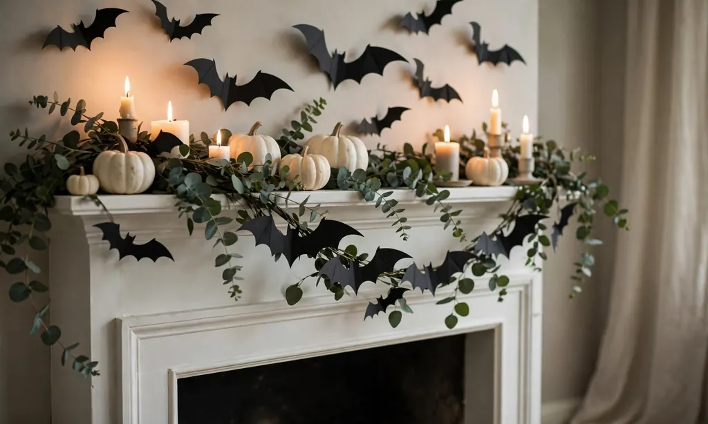 Paper Bat Garland Mantel