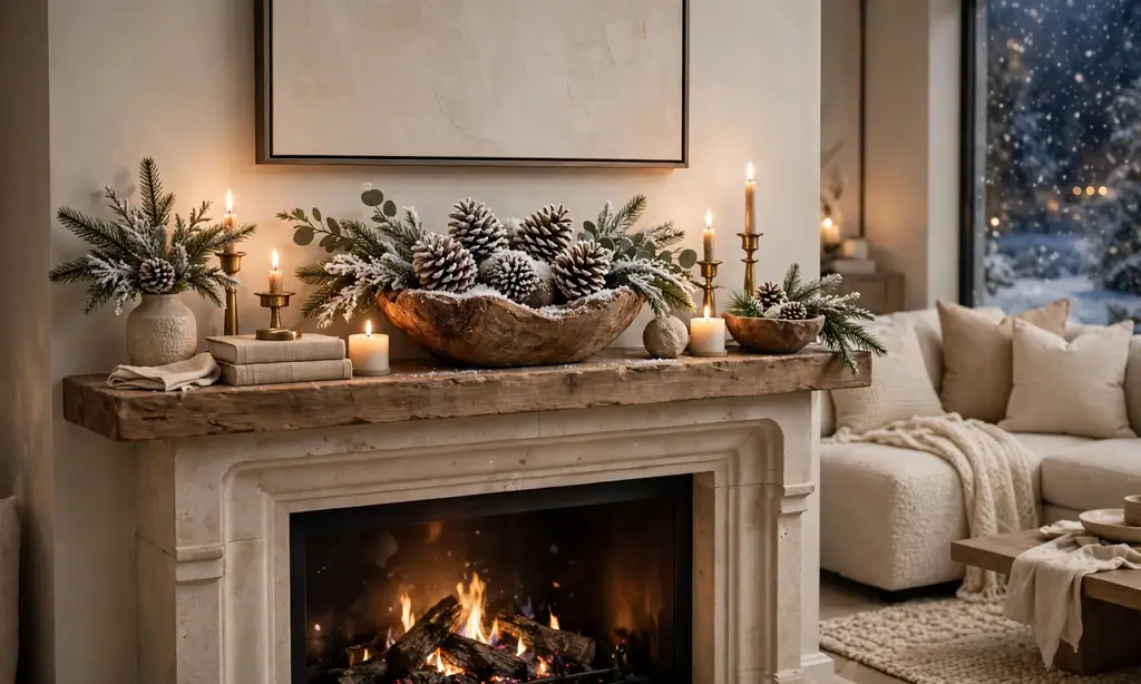 Frosted Pinecone Bowl Display