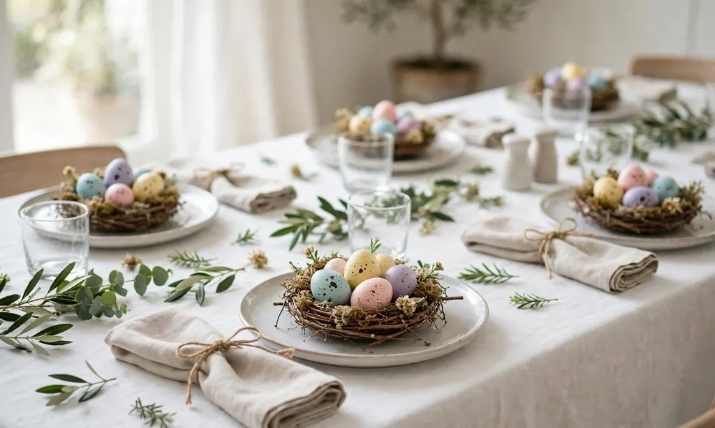 Speckled Egg Place Settings in Mini Nests