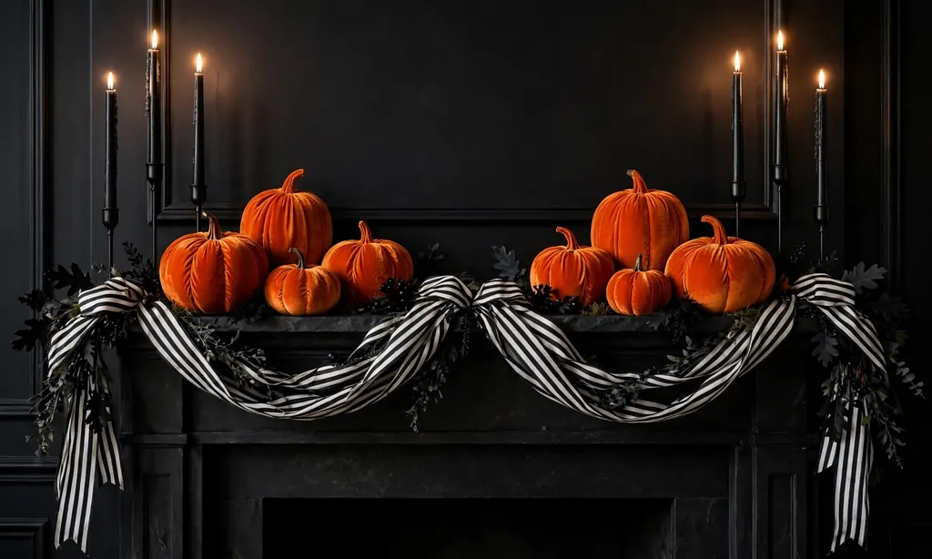 Orange-and-Black Color Block Mantel