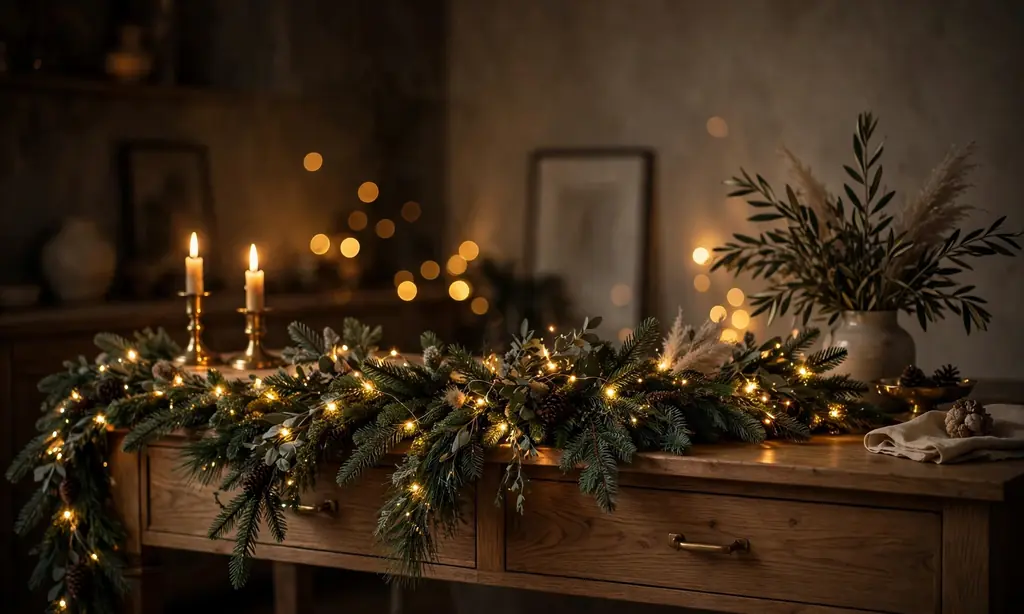 Garland Woven with Warm Fairy Lights