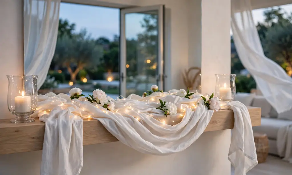 Airy Linen Swag with Fairy Lights