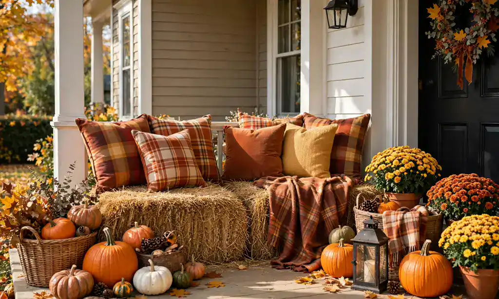 Hay Bale Seating Nook with Pillows