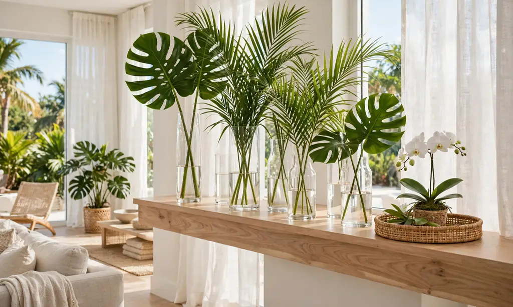 Tropical Palm Leaf Vignette