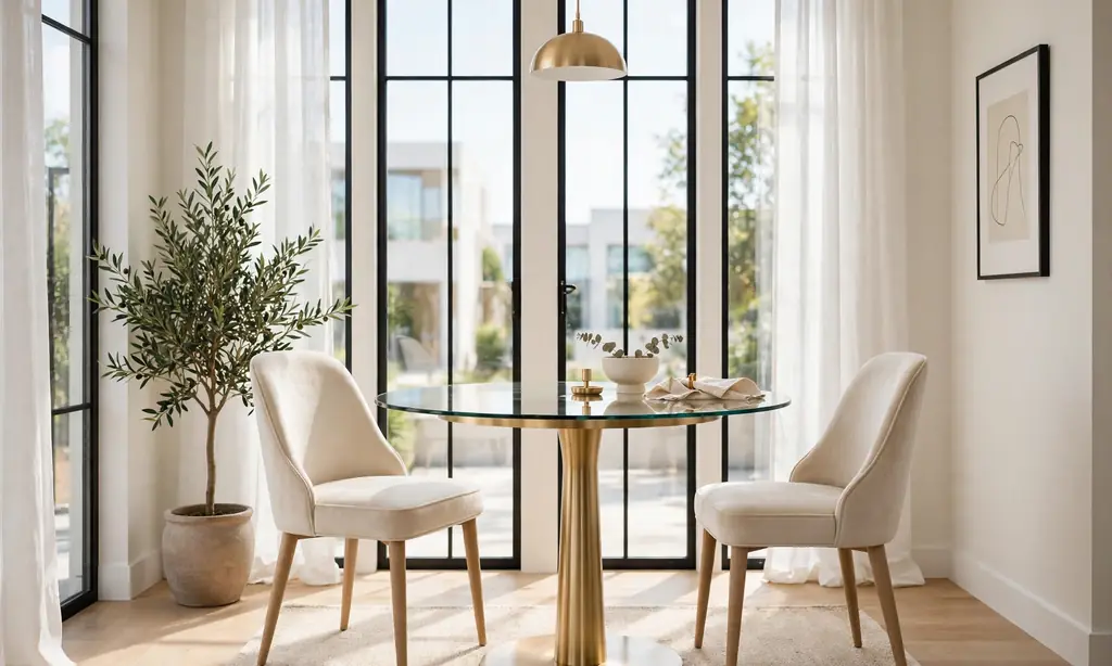 Round Glass-Top Table for Visual Lightness