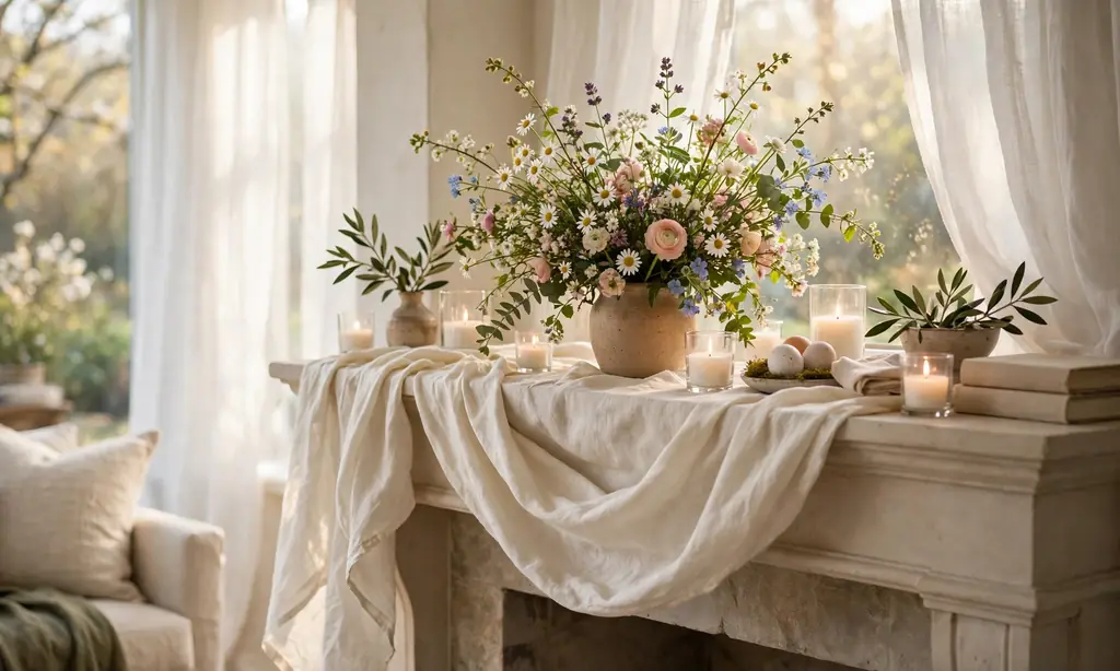 Flowing Linen Mantel Runner