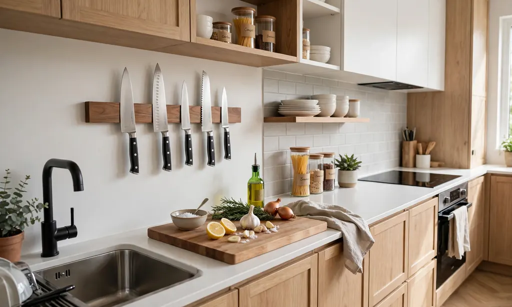 Magnetic Knife Strip on the Wall