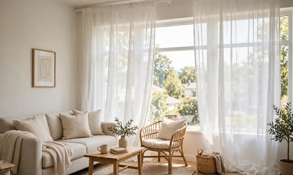 Sheer Curtains Hung High and Wide