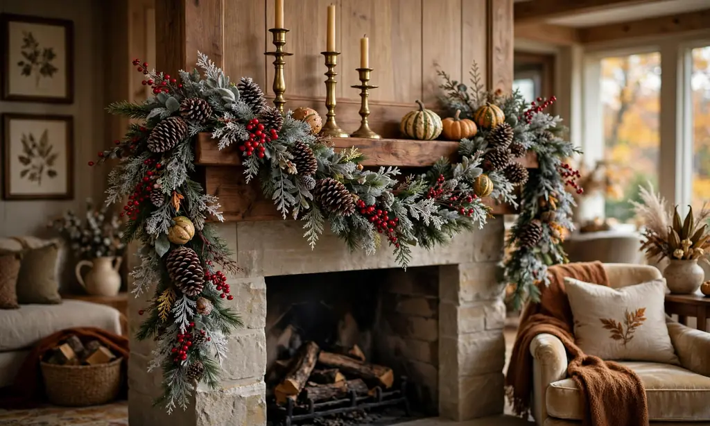 Pinecone and Berry Garland Swag