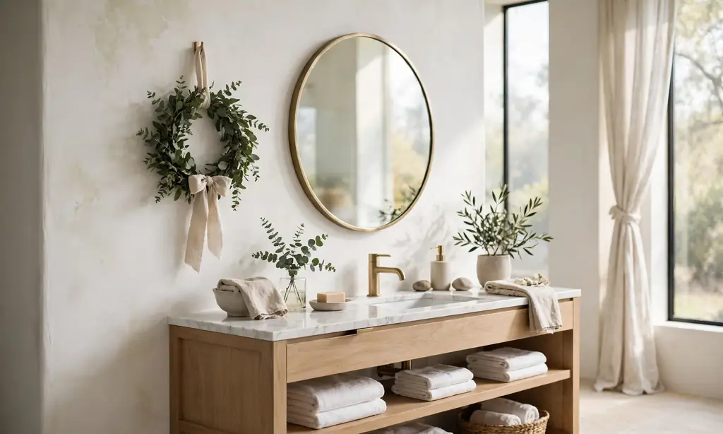 Small Wreath on the Bathroom Wall