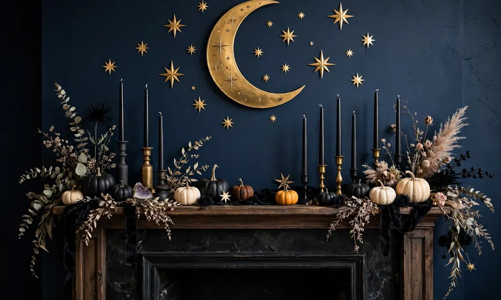 Celestial Moon and Stars Mantel