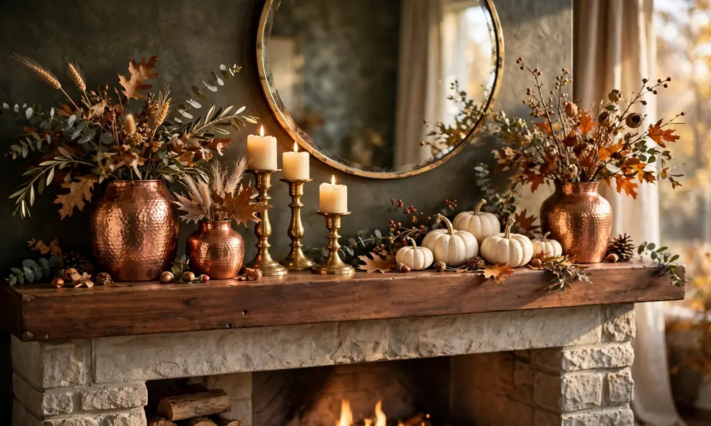 Copper and Brass Metallic Mantel