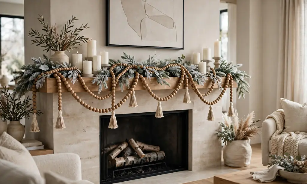 Natural Wooden Bead Garland