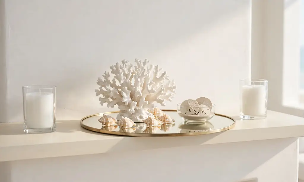 Mirrored Tray with Coastal Finds