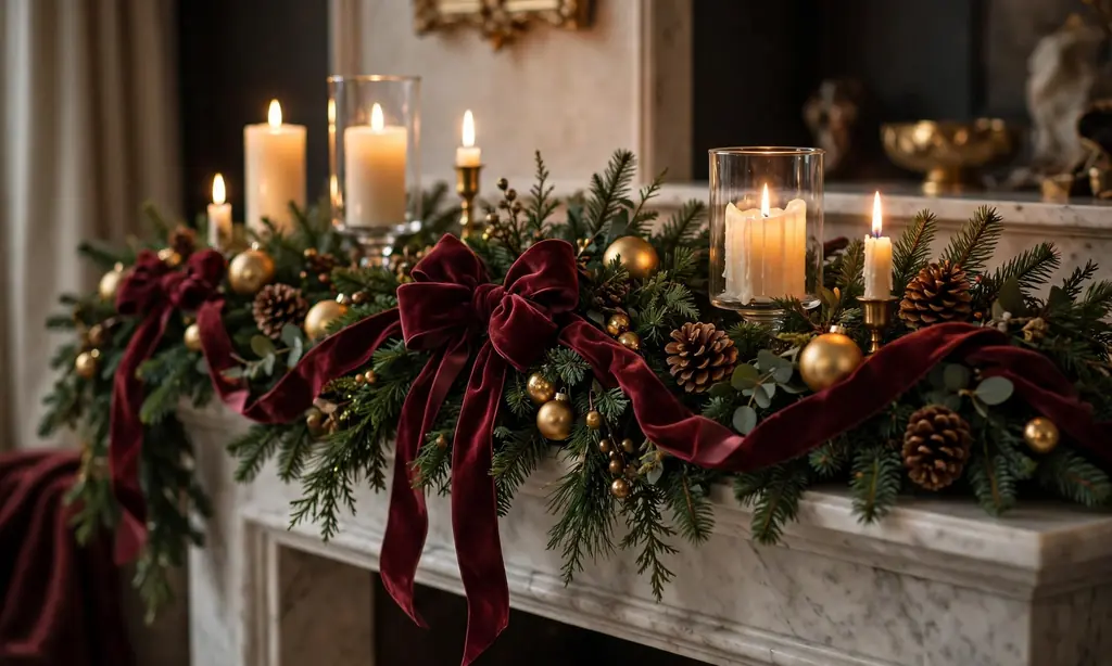 Velvet Ribbon-Tied Garland