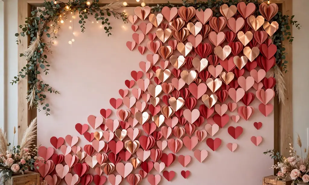 Paper Heart Wall Installation