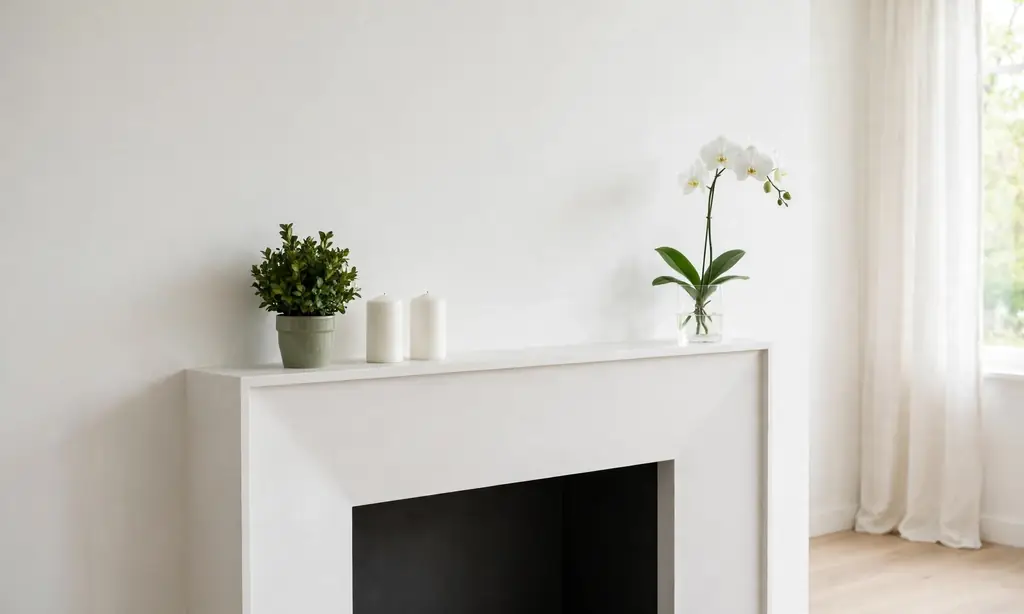 Airy White-and-Green Minimal Mantel