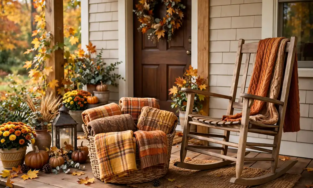 Basket of Warm Throw Blankets