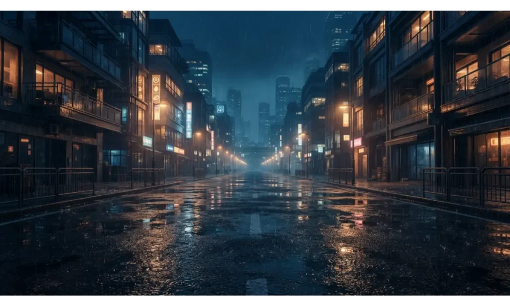 3 Screen Wallpaper With Moody Rainy City Streets