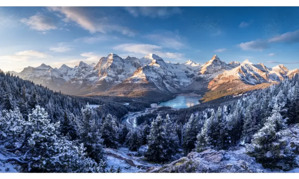 3 Screen Wallpaper With Snowy Alpine Peaks