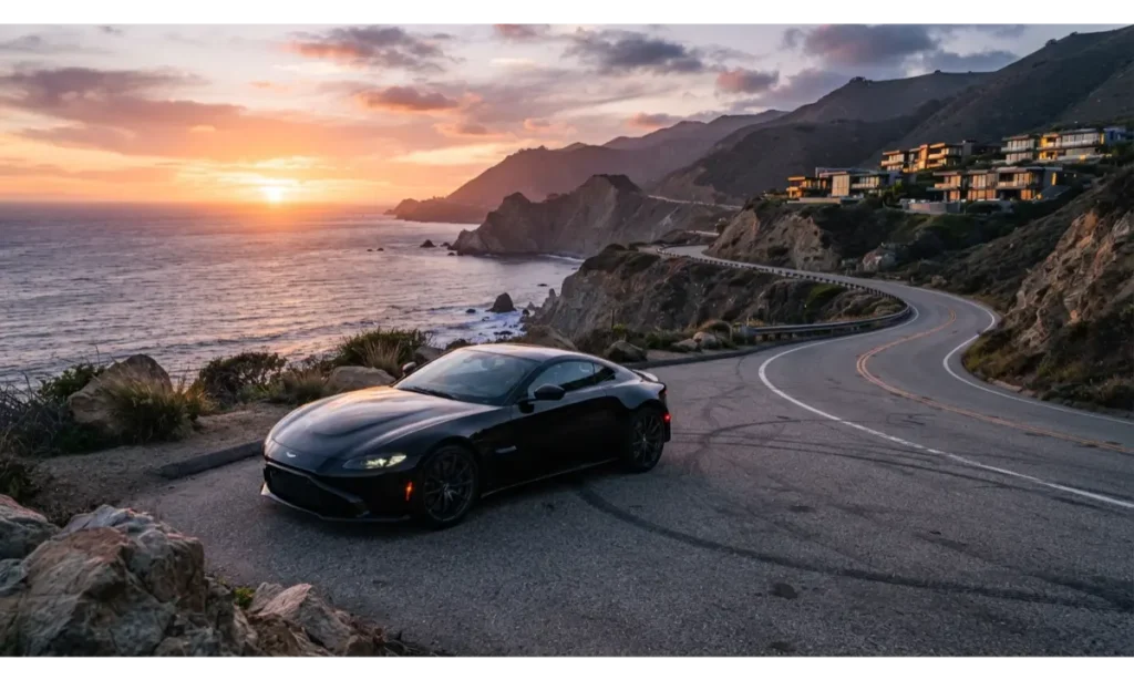 3 Screen Wallpaper With a Classic Sports Car
