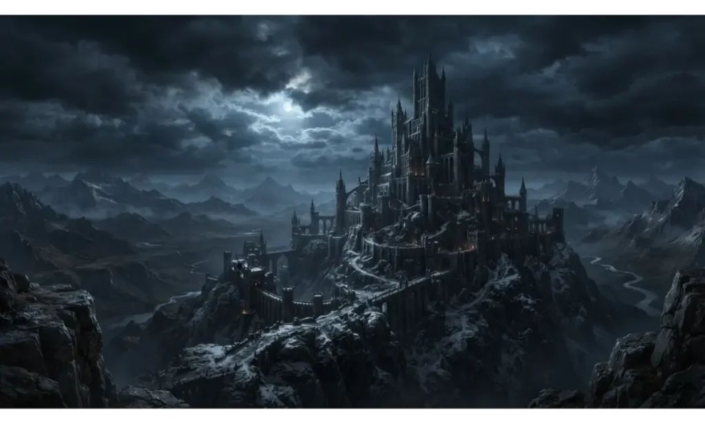 3 Screen Wallpaper With a Dark Fantasy Castle
