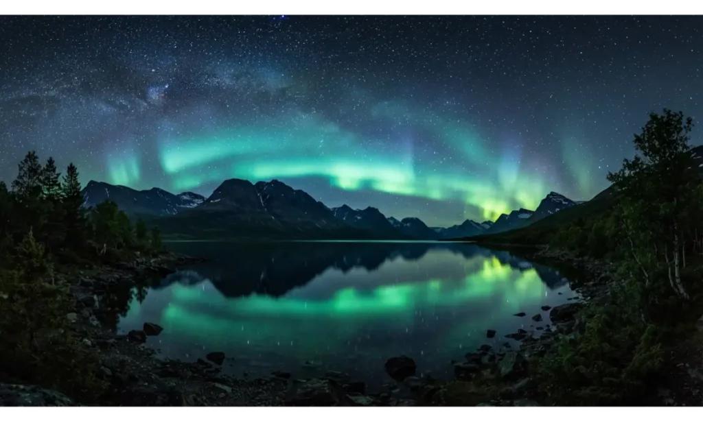 3 Screen Wallpaper With a Magical Northern Lights Scene