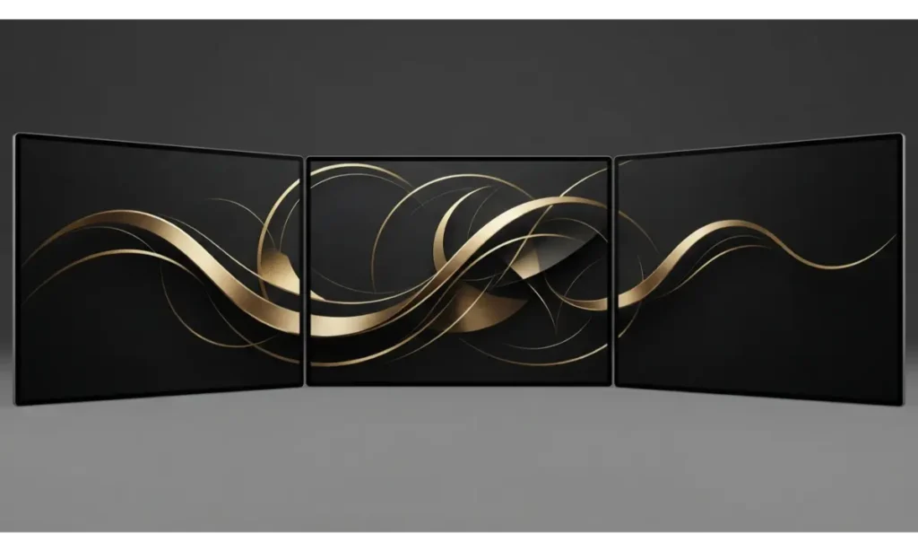 3 Screen Wallpaper With a Minimal Black and Gold Design