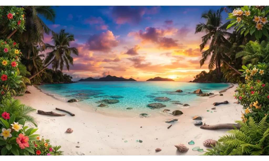 3 Screen Wallpaper With a Tropical Paradise