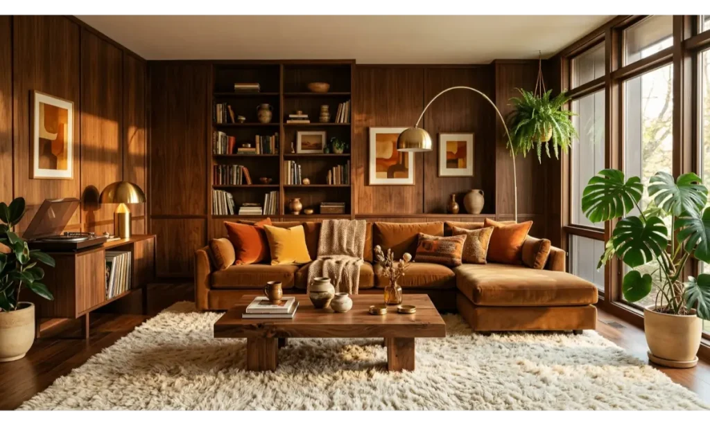 70s Living Room Design Ideas With Earthy Brown Tones